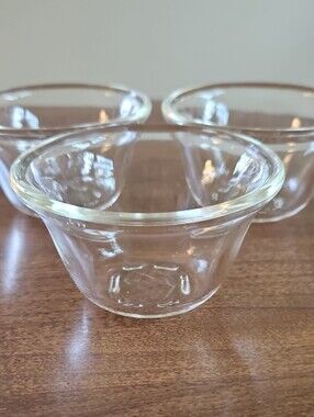 Vintage Glasbake Clear Glass Custard Cups, Lot of 3